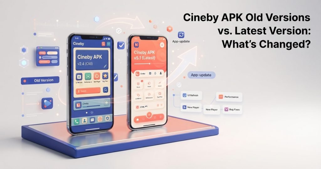 Side-by-side Cineby APK version comparison showing what has changed between older and newer releases.